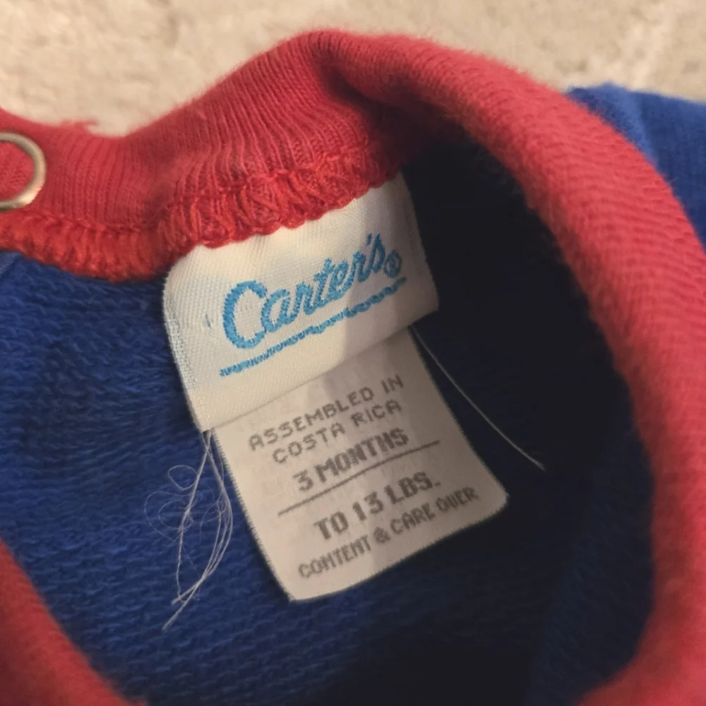 Vintage 1990s Y2k Carter's Blue and Red One Piece with Elephant Design